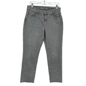 Old Navy Mid Rise Boyfriend Ash‎ Grey Crop Jeans Women's 4 Relaxed Frayed Denim